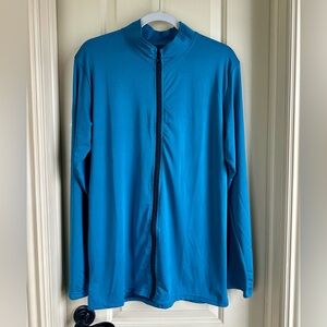 Women’s Real Essentials Zip Up Activewear Top; Dark Turquoise; Size M